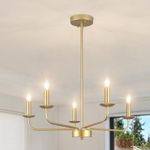 QAREHL Gold Chandeliers Ceiling Light 5 Light Pendant Lighting Ceiling, Modern Gold Light Fitting for Living Room, Dining Room, Kitchen, Bedroom, Hallway