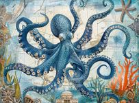 Neptune's Navigator: The Octopus Voyage - Best 1000 Piece Jigsaw Puzzle for Adults, Eco-Friendly, Ocean Exploration Theme with Satin Finish - by Cross & Glory