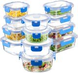 FineDine Food Storage Containers, Glass Kitchen Organizers and Storage 24PCS (12 Containers & 12 Airtight Lids), Pantry Organizers and Storage, BPA Free, Leak Proof - Blue