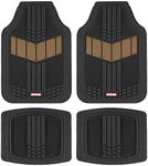 Motor Trend DualFlex™ Rubber Floor Mats for Car Truck Van & SUV - Waterproof Car Floor Mats with Drainage Channels, All-Weather Car Mats with Sporty Two-Tone Design, Automotive Floor Mats (Beige)