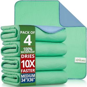 Bed Pads Washable Waterproof 34"x36"- Pack of 4 Incontinence Bed Pads & Washable Pee Pads for Adults - Dementia Products for Elderly & Elderly Assistance Products - Reusable Pee Pads for Dogs & Kids