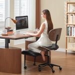 Bestier Meditation Chair with Wider Bentwood Back Support, Ergonomic Cross Legged Office Chair for Adults up to 300 lbs, 360° Swivel Adjustable Height for Multi Position (Contemporary Bentwood, Black)