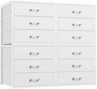Mapleyard 3 Fabric Drawer for Closet Storage: White Stackable Dresser Short Drawers for Clothes Organizer, Low Modular Chest Cabinet for Inside Closet Bedroom Nursery & Small Spaces, 4 Packs