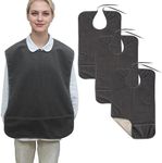 Jotogoyob Waterproof Adult Large Towel Bibs for Elderly Women Men, Non Slip Terry Bibs Eating Protectors (3pack,Grey)