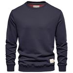 Mens Jumper Premium Branded Crew Neck Cotton Sweater Pullover Sweatshirt Jumpers for Men UK Black Navy Charcoal S M L XL 2XL (UK, Alpha, S, Regular, Regular, Navy)