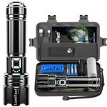 Torches LED Super Bright Rechargeable - 500000 Lumens Powerful Torch XHP70.2 Handheld Flashlight with Holster, 5 Modes & Zoomable Flash Light IP67 Waterproof for Camping Hiking Emergency Dog Walking