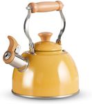 ROCKURWOK Tea Kettle Stovetop Whistling Teapot, 1.5l, Stainless Steel Yellow