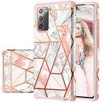 Fingic Samsung Note Case, Galaxy Note Case, Rose Gold Marble Design Shiny Glitter Bumper Hybrid Hard PC Soft Rubber Silicone Cover Anti-Scratch Shockproof Protective Case for Samsung Galaxy Note 6.4"