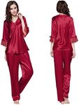 LilySilk Silk Pajama Sets for Women 100% Mulberry Silk 3/4 Sleeves V Neck Pjs Sleepwear XL, Claret