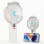 Portable USB Handheld Misting Fan - 4000mAh Rechargeable Battery, 5 Speeds & LED Display, 12.5ml Tank Dual Spray Modes, Detachable Base for Desk/Phone Stand, Mini Water Fan for Home, Office & Travel