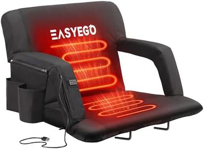 Easyego Heated Stadium Seat for Bleacher with Backrest and 25"" Wide Cushion, 2 Heating Zones, Upgraded 3 Heating Levels, 6 Adjustable Positions, Suitable for Outdoor Sports, HTD001