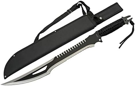 SZCO Supplies 25” Cord-Wrapped Handle Fantasy Outdoor Machete with Nylon Sheath 926956 Black