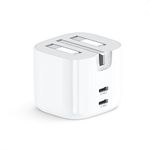 UGREEN 40W USB C Charger 2-Port 20W USB C Plug, Foldable Fast Charger Compatible with iPhone 16/15/15 Pro/15 Pro Max/14/14 Pro/14 Pro Max/13/12, iPad Pro, iPad Air, Galaxy S24/S23, Pixel 9/8, etc