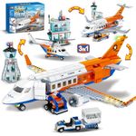 HOGOKIDS City Passenger Airplane Building Set - 711 PCS STEM 3 IN 1 Airport Helicopters Plane Building Block Toy with Baggage Truck Radar Tower Shuttle Bus for Boys Girls Kids Adult 6 7 8 9+ Years Old