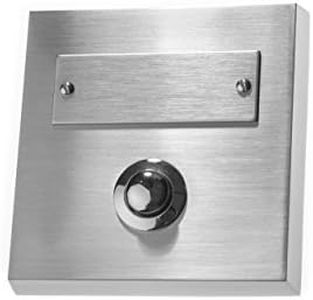 HUBER Pulsador de timbre de superficie de metal - con placa de identificación - timbre de superficie I pulsador de latón cromado - timbre puerta frontal