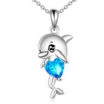 AINFQY Dolphin Necklace for Women 925 Sterling Silver Cute Dolphin Pendant Jewellery Heart Cubic Zirconia Gift (B-Dolphin)