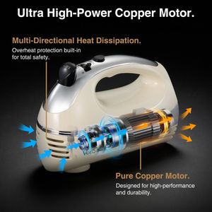 VonShef Electric Hand Mixer – 5-Speed, 300W, Stainless Steel Beaters, Cream