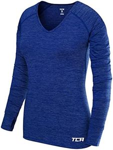 TCA Women’s Elle Long Sleeve V-Neck Running Top - Cyber Blue, Small