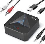 JIMTAB Bluetooth 5.0 Transmitter/Receiver Portable HiFi Wireless Audio AUX Adapter Built-in NFC for Projector/Car TV/Speaker/Phone/Bluetooth Headphone