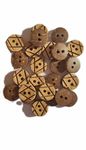 Ekta Enterprise Natural Coconut Shell Wooden Button 2 Holed Buttons for Designer Collection of Ethnic Ware, Sewing, DIY Art and Craft Pack of 100 (Design, Cross Lines)