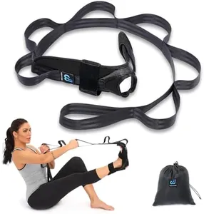 WANYIDA Foot and Calf Stretcher for Plantar Fasciitis, Achilles Tendonitis, Heel Spurs, Drop Foot. Yoga Stretching Strap for Leg, Thigh and Hamstring (Black)