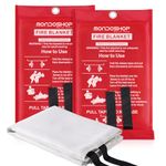 Mondoshop Fire Blankets Emergency for Kitchen Home, TUV Certified Soft Case Fiberglass Fire Retardant Blanket for School, Grill, Car, Office, Garage, Camping, Picnic, Motorhome, Van (2-Pack)