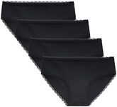 LIQQY Women's Cotton Underwear Lace Trim Hipster Breathable Panties Ladies Underwear Multipack (Black/Nude, Medium)