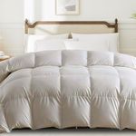 Homemate Goose Feather Down Comforters Duvet Inserts - White Duvet Comforter Insert for All Seasons, Oversized Down Comforter with Fluffy 34oz Down Filled (Grey, Queen Winter (90"x90"))