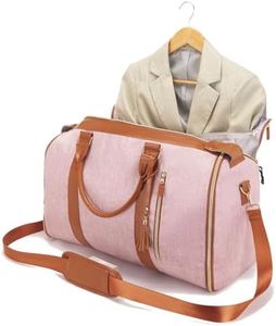 Carry on Garment Bag for Travel Convertible Garment Duffle Bags for Men Women with Shoe Compartment - 2 in 1 Hanging Travel Suitcase Suit, Fabric PINK