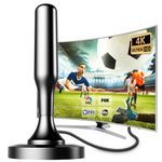 Digital Indoor TV Antenna with 250+ Long Range Reception with Magnetic Base，4K 1080P HDTV Free for All Local TV Channels, with 10ft Coax Cable