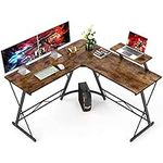 Mr IRONSTONE L Shaped Computer Desk: Corner Desk, Home Office Desk, Gaming Writing Workstation with Large Monitor Stand, Easy to Assemble (Rustic Brown,51 Inch)