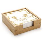 Bamboo Napkin Holder Square, 7.5" x 7.5" x 2.5", Wood Napkin Tray, Wooden Guest Towel Holder for Kitchen Table Countertop