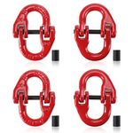 NORJIN 4 Pcs 3/8" Hammerlock Coupling Link, Grade 80 Forged Alloy Steel Connecting Link, 7100 lbs Working Load Limit, Red