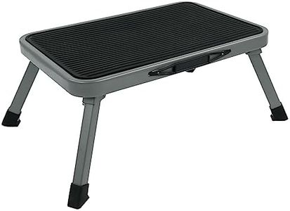 Cartrend 10167 escalón Plegable de un Solo peldaño para peldaños de Autocaravana reposapiés Camping autobús Caravana hasta 150 kg 47 x 26 cm Altura: 17 cm, Metal, Negro