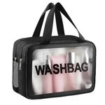 Clear Toiletry Bag, Wet Dry Separation PVC Makeup Cosmetic Bag, Large Capacity PVC Wash Bags with Handles for Women Girls