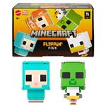 Mattel Minecraft Flippin’ Figs Sheep & Chicken Figures 2-Pack with 2-in-1 Fidget Play, Large Heads & Pixelated Design, HXK17