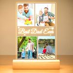 Best Dad Ever Gifts, Custom Photo Picture Frames with Night Light, Custom Acrylic Plaque with Photos, Customized Birthday Gifts for Dad, Personalized Christmas Gifts for Dad Kids Baby