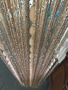 Hysenm Door String Curtains 39x79 Inch Champagne Panel Soft Balls Romantic Glitter Fringe Room Divider Home Décor Wedding Girls Bedroom Window Living Room Backdrop Party Doorways Closet
