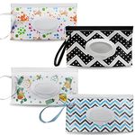 Baby Wipe Dispenser,Portable Refillable Wipe Holder,Baby Wipes Container,Wipe Dispenser, Reusable Travel Wet Wipe Pouch (4PACK)