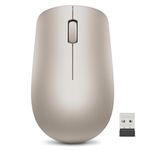 Lenovo 530 Wireless Mouse (Almond): Ambidextrous, Ergonomic Mouse, Up to 8 Million clicks for Left and Right Buttons, Optical Sensor 1200 DPI, 2.4 GHz Wireless Technology via Nano USB Receiver