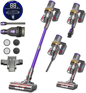 Cordless Vacuum Cleaner 38KPa/450W with Upto 90Mins Runtime | RFAQK Powerful Stick Vacuum Cleaner with 2 Hepa Filters-Wall Mounted-Touchscreen-Anti-Tangle Brush for Hardwood Floor-Carpet-Pet Hair