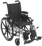 Drive Medical Viper Wheelchair with Various Flip Back Desk Arm Styles and Front Rigging Options, Black, 14"