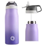 FEIJIAN 316 Stainless Steel Water Bottle with Straw - Vacuum Insulated Metal Water Bottle - 550ml 710ml - Standard Mouth Flask BPA Free Leakproof Reusable Thermos Flask for Work, Gym, Travel