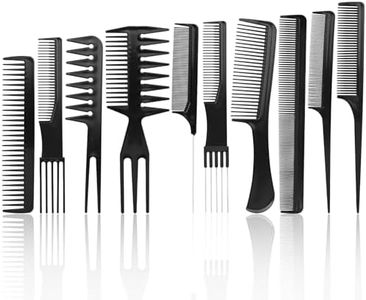 Meersee 10pcs Peine de Carbono Antiestático Peine Hombre Mujer Peine Puas Anchas Peines de Peluqueria Profesional Peine para Pelo Rizado Peines de Cola Peines de Dientes Finos Profesionales Salón