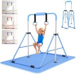 Safly Fun Expandable Gymnastics Bars Junior Training Bar Gymnastic Folding Horizontal Bars with mat for Kids(Blue+Mat)