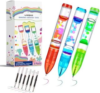 LIVOND Liquid Timer Pen - Retractable Ballpoint Pen with Colorful Moving Bubbles & Droplets - Relaxing Calming Fidget Sensory Writing Toy for Kids & Adults- 3-Pack (Red, Green, Blue)