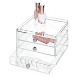 iDesign 37060EU Clarity 3 Stackable Drawers Narrow Clear