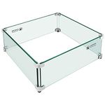 Apromise Fire Pit Wind Guard - 17.5" x 17.5" x 7" Fire Pit Glass Wind Guard for Square Fire Pit Table | 5/16-Inch Thickness Tempered Glass & Hard Aluminum Corner Brackets