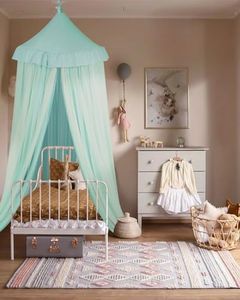 Large Bed Canopy with Star Lights, Double Layer Canopy for Bed, Princess Play Tent for Girls Room, Breathable Canopy Bed Curtain for Children Reading Nook, Machine Washable Canopy, 40''x106'', Green