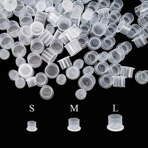 LEAYOKA Tasses D'encre de Tatouage - 300PCS Bouchons D'encre Avec Base Tattoo Ink Cups Mix Sizes Tattoo Pigment Cups Disposable Tattoo Cups Tattoo Accessory Tattoo Kits Tattoo Ink (#11mm, 14mm, 17mm)